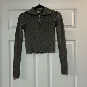Urban Outfitters Silence+Noise Sweater Zip Up Half Zip Crop Grey Large